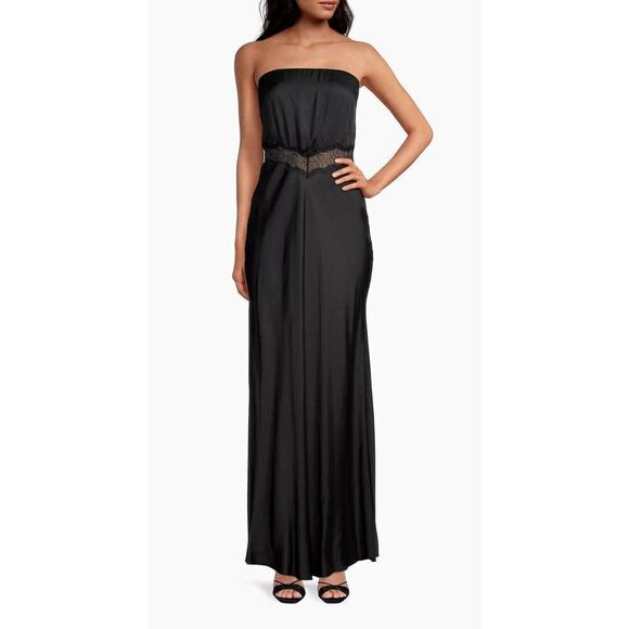 Bec & Bridge Elegant Black Strapless Midi Dress - Picture 1 of 10